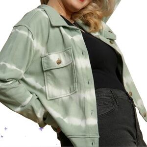 Umgee XL Button Down Shacket Top Tie Dye NWT